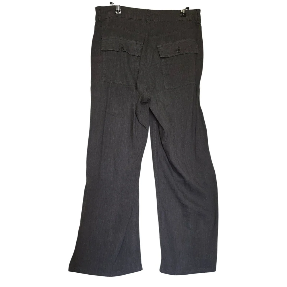 Kut From The Kloth size 4 30x26 Linen Grey Wide Leg Ankle Pants Classic City - Picture 3 of 10